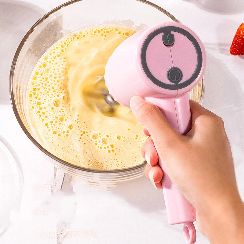 Cx-8820 USB Rechargeable Wireless Rotary Egg Beater Electric Mixer Plastic Food Cake New Cordless Hand Mixer
