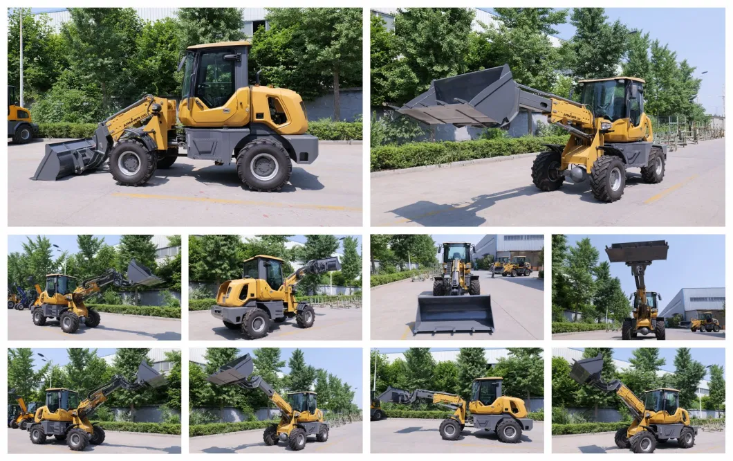 Mini Small Diesel Compact Wheel Loader with Cloased Cabin Air Conditioning Heater Solid Tyre Auto Gear Box Clamp Attachments for European Markets Quick Change