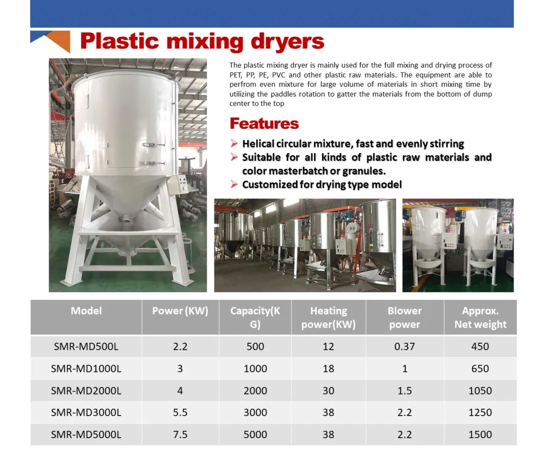 Plastic Raw Material Mixer Machinery Vertical or Horizontal Mixer for Powder PVC Compound Mixer Machine