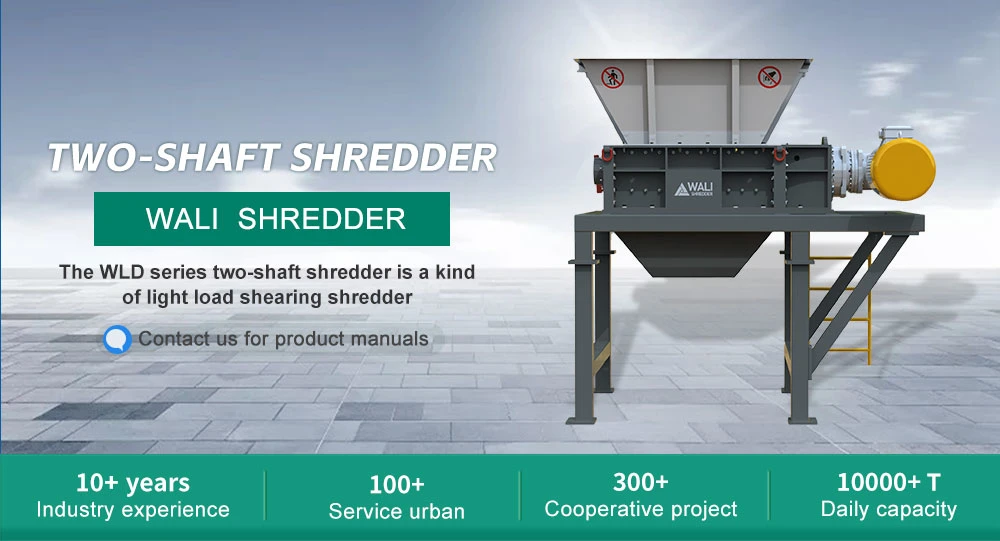 Factory Double Shaft Shredder for CDS Kitchen Waste Plastic Metal Bottles Recycling