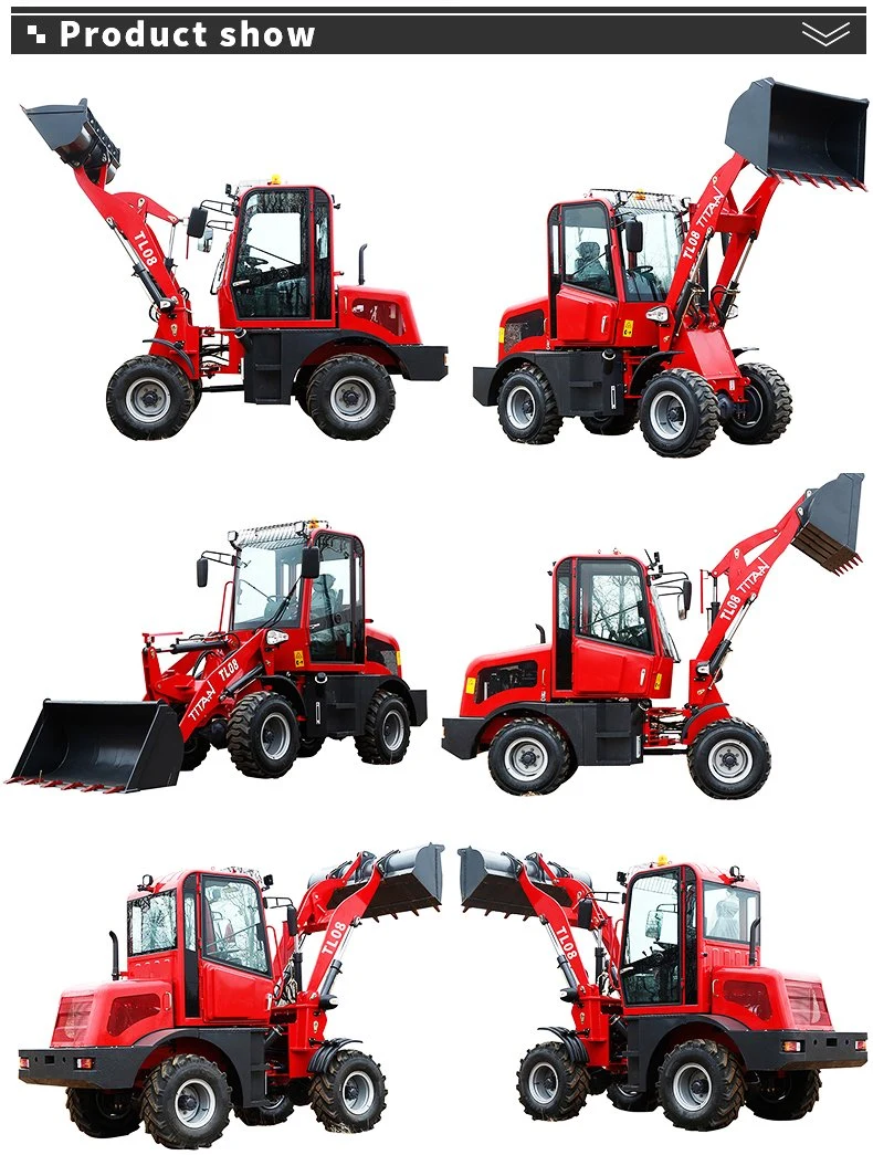 Chinese Industrial Titan Small 0.8 Ton Articulated Earth Mover Euro Auto Mini Farm Truck Wheel Tractor Front End Loader for Sale
