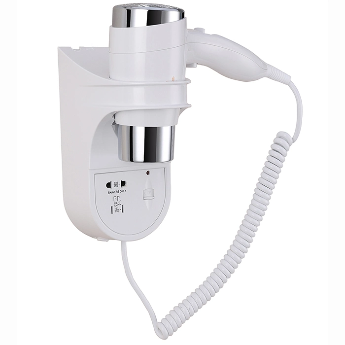 1200W White Plastic Professional Hotel Supply Wall Mounted Hair Dryer
