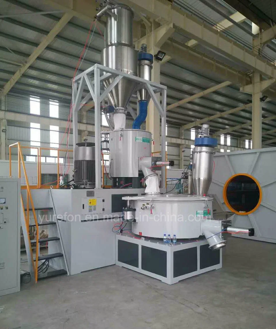 PVC Resin Calcium Powder High Speed Frequency Mixing Machine Plastic Granule Particles Blender with Automatic Feeding Machine/ Plastic Compounding Mixer Machine