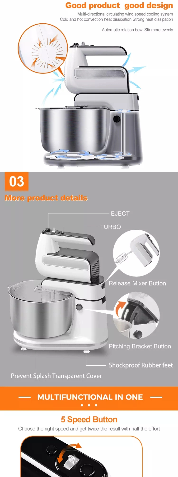 Kitchen Stand Food Mixer New ABS Plastic Electric Cake Mixer Manufacture Pastry Mixers